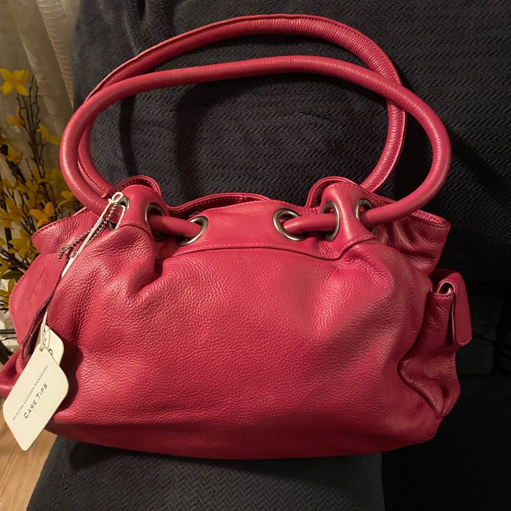 Hermene’s Boutique Genuine Italian Leather Bag In Fushia